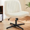 Cross Legged Office Living Room Rocking Gaming Chair Armless Wide Desk Adjustable Swivel Fabric Task Vanity Home Office