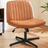 Cross Legged Office Living Room Rocking Gaming Chair Armless Wide Desk Adjustable Swivel Fabric Task Vanity Home Office