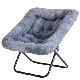 Comfy Chair for Adults, Soft Faux Fur Folding Lounge,Large Size Foldable (Color: Gray)