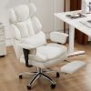 Executive Home Office Desk Chair Ergonomic High Back with Footrest & Lumbar Support, Reclining Height Adjustable PU Leather with Swivel Wheels