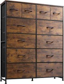 Tall Dresser for Bedroom with 12 Drawers, Dressers & Chests of Drawers, Fabric Dresser for Closet, Living Room, Storage Dressers with Storage Drawers (Color: brown)