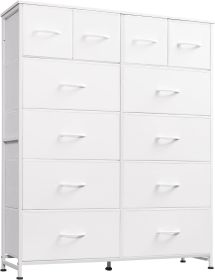 Tall Dresser for Bedroom with 12 Drawers, Dressers & Chests of Drawers, Fabric Dresser for Closet, Living Room, Storage Dressers with Storage Drawers (Color: White)