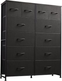 Tall Dresser for Bedroom with 12 Drawers, Dressers & Chests of Drawers, Fabric Dresser for Closet, Living Room, Storage Dressers with Storage Drawers (Color: Black)