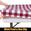 Rectangle Picnic Table Cloth, Elastic Waterproof Fitted Vinyl Tablecloths, Flannel Backed Buffalo Plaid Table Covers for Dining, Camping, Outdoor