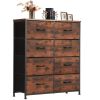 Dresser for Bedroom with 8 Drawers Tall Dresser & Chest of Drawers Fabric Dresser with Wood Top and Sturdy Steel Frame
