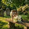 Floral pottery urns for ashes