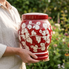 Floral pottery urns for ashes