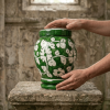 Floral pottery urns for ashes