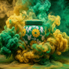 Floral pottery urns for ashes