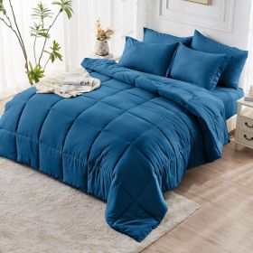lake blue 2-Piece & 3-Piece Bedding Comforter Set – Twin/Queen/King – Soft Microfiber (Inclusion: Comforter *1+Pillowcase*1, size: Twin)