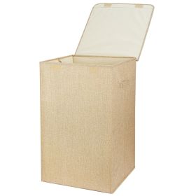Foldable Laundry Hampers Washing Clothes Laundry Basket with Lid Handles Storage Organizer (Color: brown)