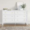 6 Drawer Dresser For Bedroom, Wood Storage Cabinet With Black Handles, Modern Closet Of Drawers for Living Room