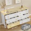 6 Drawer Dresser For Bedroom, Wood Storage Cabinet With Black Handles, Modern Closet Of Drawers for Living Room