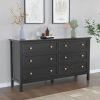 6 Drawer Dresser For Bedroom, Wood Storage Cabinet With Black Handles, Modern Closet Of Drawers for Living Room