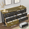 6 Drawer Dresser For Bedroom, Wood Storage Cabinet With Black Handles, Modern Closet Of Drawers for Living Room