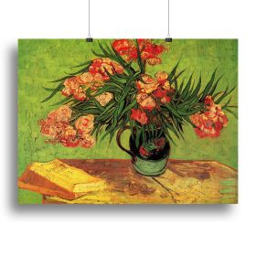 Still Life Vase with Oleanders and Books by Van Gogh Canvas Print or Poster (Type: Poster Print, size: 24" x 16" / 60cm x 40cm (approx))