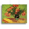 Still Life Vase with Oleanders and Books by Van Gogh Canvas Print or Poster