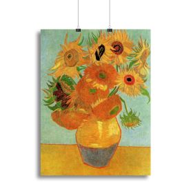 Still Life Vase with Twelve Sunflowers by Van Gogh Canvas Print or Poster (Type: Standard Framed Canvas Print, size: 12" x 8" / 30cm x 20cm (approx))