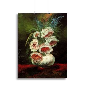 Vase with Peonies by Van Gogh Canvas Print or Poster (Type: Standard Framed Canvas Print, size: 16" x 12" / 42cm x 30cm (approx))