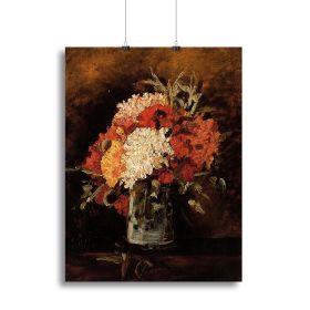 Vase with Carnations by Van Gogh Canvas Print or Poster (Type: Standard Framed Canvas Print, size: 12" x 8" / 30cm x 20cm (approx))