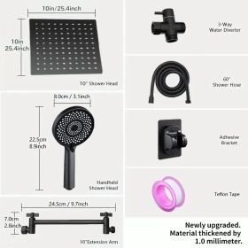RV Shower Head, 10 Inch High Pressure Rain Shower Stainless Steel Shower Head With Handheld Shower Combo With 59 Inch Extra Long Hose, Adhesive Shower (Option: BlacK)