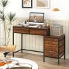 Computer Desk with 5 Drawers Home Office Desk with Side File Cabinet of 380 Lbs for Studying, Reading, Working