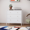 3 Drawer Dresser Chest, Modern White Storage Cabinet, MDF Wood Organizer for Bedroom, Living Room, Entryway, Small Space Furniture