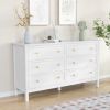 6 Drawer Dresser For Bedroom, Wood Storage Cabinet With Black Handles, Modern Closet Of Drawers for Living Room