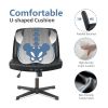 Cross Legged Office Living Room Rocking Gaming Chair Armless Wide Desk Adjustable Swivel Fabric Task Vanity Home Office