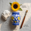 Floral pottery urns for ashes