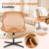 Cross Legged Office Living Room Rocking Gaming Chair Armless Wide Desk Adjustable Swivel Fabric Task Vanity Home Office