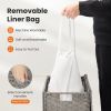 Laundry Basket with Lid, 110 L Hand-Woven Pp Rattan Laundry Basket with Compartments & Handles, Foldable, Removable Liner