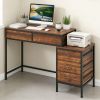 Computer Desk with 5 Drawers Home Office Desk with Side File Cabinet of 380 Lbs for Studying, Reading, Working