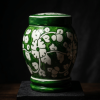 Floral pottery urns for ashes