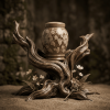 Floral pottery urns for ashes