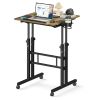 24Inch Manual Height Adjustable Split Top Standing Desk on Wheels - Sit-Stand Workstation with Rolling Base