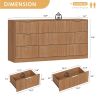 Fluted Dresser For Bedroom, Wood Storage Cabinet With Golden Metal Handles, Modern Closet Of Drawers for Living Room