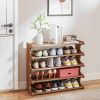 5/6-layer practical storage rack, shoe rack, space-saving design, multi-layer independent storage rack, wood grain finish, easy to assemble