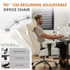 Executive Home Office Desk Chair Ergonomic High Back with Footrest & Lumbar Support, Reclining Height Adjustable PU Leather with Swivel Wheels
