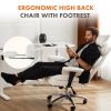 Executive Home Office Desk Chair Ergonomic High Back with Footrest & Lumbar Support, Reclining Height Adjustable PU Leather with Swivel Wheels