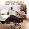 Executive Home Office Desk Chair Ergonomic High Back with Footrest & Lumbar Support, Reclining Height Adjustable PU Leather with Swivel Wheels