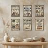 6 Piece Vintage Reading Quote Wall Art Prints, Retro Book Lover Canvas Posters with Inspirational Library Quotes