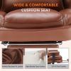 Executive Home Office Desk Chair Ergonomic High Back with Footrest & Lumbar Support, Reclining Height Adjustable PU Leather with Swivel Wheels
