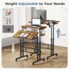 24Inch Manual Height Adjustable Split Top Standing Desk on Wheels - Sit-Stand Workstation with Rolling Base