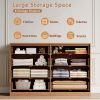 Fluted Drawer Dresser For Bedroom, Wood Storage Cabinet With Golden Metal Handles, Modern Closet Of Drawers for Living Room
