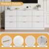 Fluted Dresser For Bedroom, Wood Storage Cabinet With Golden Metal Handles, Modern Closet Of Drawers for Living Room