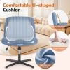 Cross Legged Office Living Room Rocking Gaming Chair Armless Wide Desk Adjustable Swivel Fabric Task Vanity Home Office