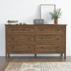 6 Drawer Dresser For Bedroom, Wood Storage Cabinet With Black Handles, Modern Closet Of Drawers for Living Room