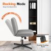 Cross Legged Office Living Room Rocking Gaming Chair Armless Wide Desk Adjustable Swivel Fabric Task Vanity Home Office