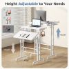 24Inch Manual Height Adjustable Split Top Standing Desk on Wheels - Sit-Stand Workstation with Rolling Base